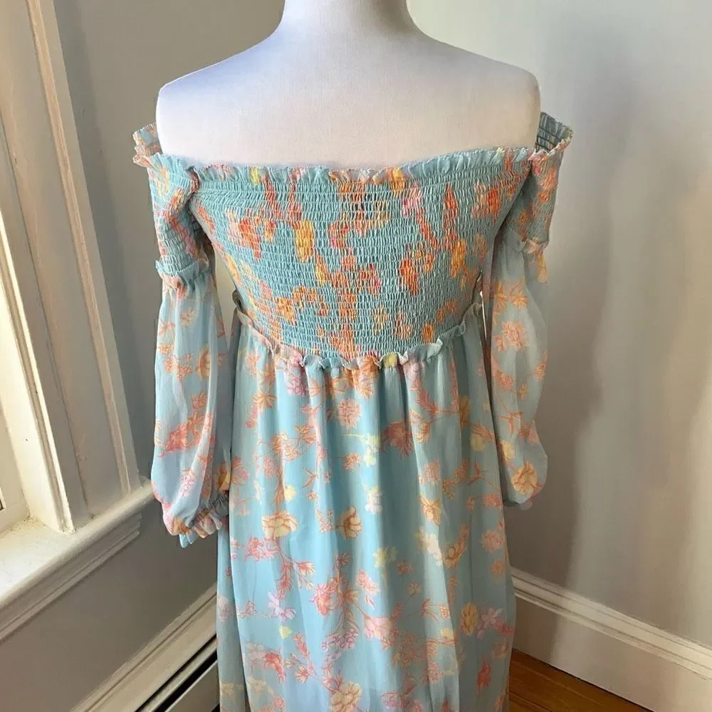French Connection Strapless “Diana” Dress, 10, Light Blue, NWT. Boho, Softgirl